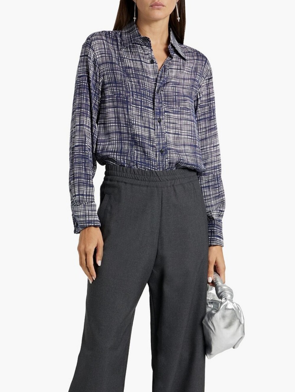 Rag & Bone Delphine Printed Silk Blend Shirt Blue Women's Size M Preppy Career